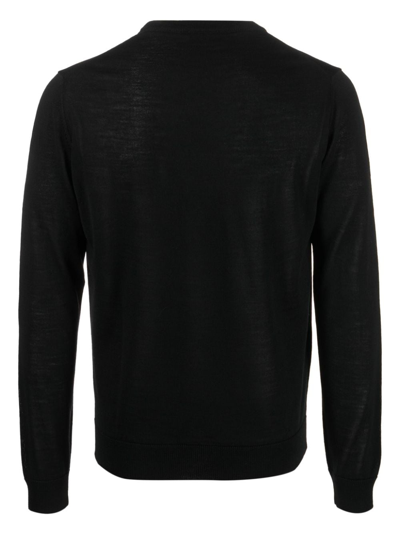 Shop Cenere Gb Fine-knit Merino Wool Jumper In Black