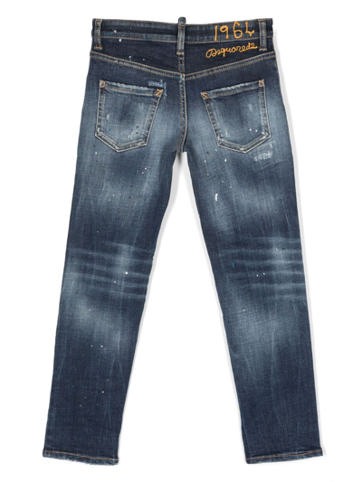 Shop Dsquared2 Logo-print Straight-leg Jeans In Blue