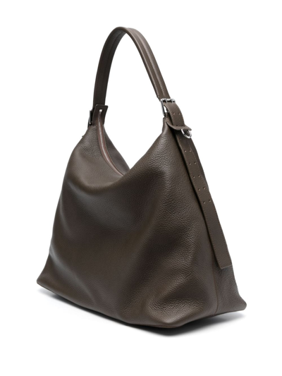 Shop Lemaire Hobo Belt Leather Bag In Brown