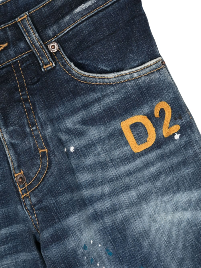 Shop Dsquared2 Logo-print Straight-leg Jeans In Blue