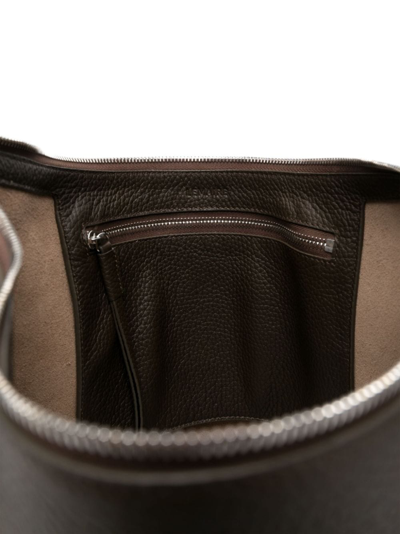 Shop Lemaire Hobo Belt Leather Bag In Brown