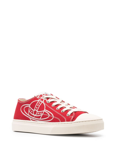 Shop Vivienne Westwood Orb-print Canvas Sneakers In Red