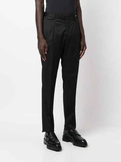 Tagliatore Tailored Blue Wool Formal Trousers In Black