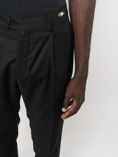 Tagliatore Tailored Blue Wool Formal Trousers In Black