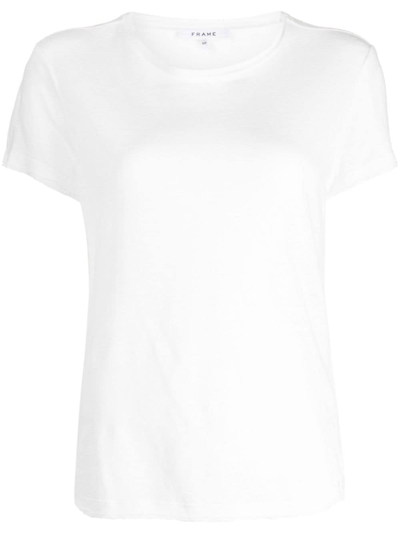 Shop Frame Round-neck Linen T-shirt In White