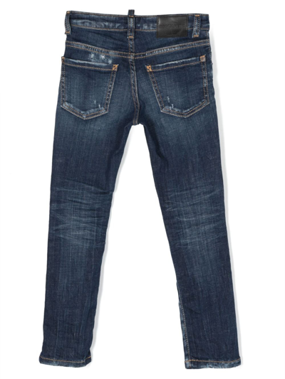 Dsquared2 Bleached-effect Straight-leg Jeans In Blue