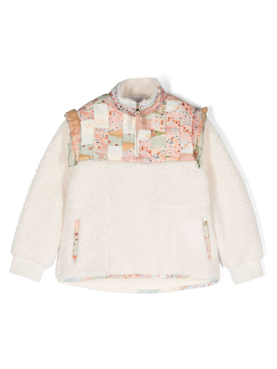 Chloé Neutral Patchwork Panelled Half-zip Sweatshirt In Neutrals