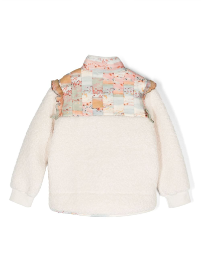 Chloé Neutral Patchwork Panelled Half-zip Sweatshirt In Neutrals