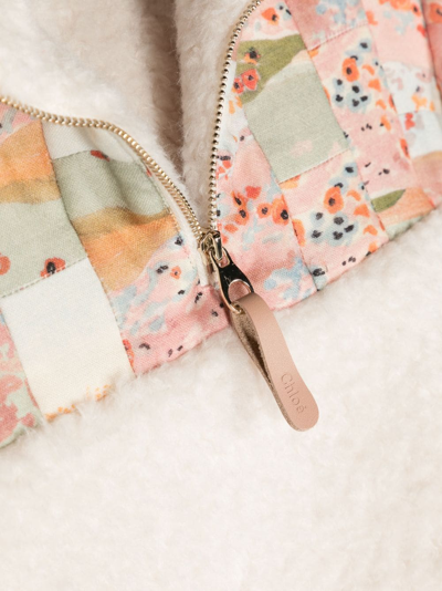 Chloé Neutral Patchwork Panelled Half-zip Sweatshirt In Neutrals