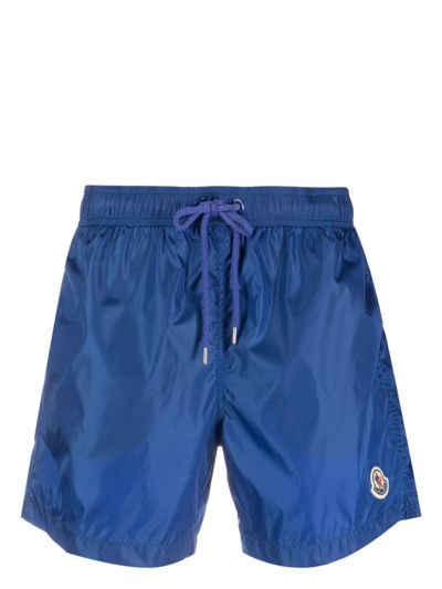 Shop Moncler Logo-patch Swim Shorts In Blue