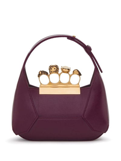 Shop Alexander Mcqueen The Jewelled Leather Mini Bag In Red