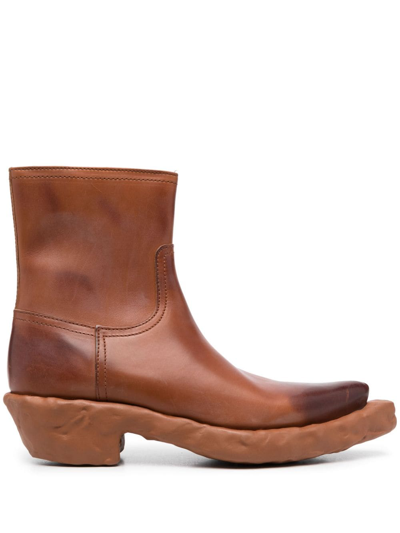Shop Camperlab Venga Leather Ankle Boots In Brown