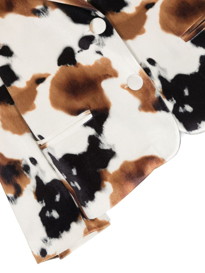 Shop Colorichiari Cow-print Single-breasted Blazer In Neutrals