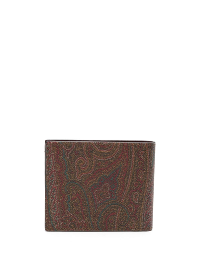 Etro Wallet In Coated Cotton With Embroidered Logo In Red