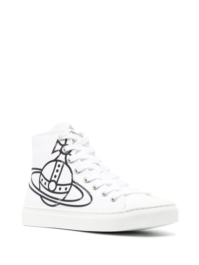 Shop Vivienne Westwood Orb-print Canvas High-top Sneakers In White