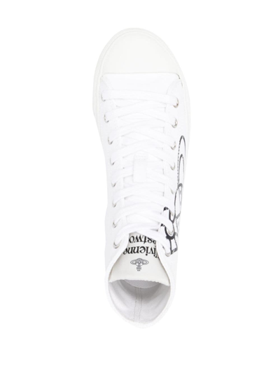 Shop Vivienne Westwood Orb-print Canvas High-top Sneakers In White
