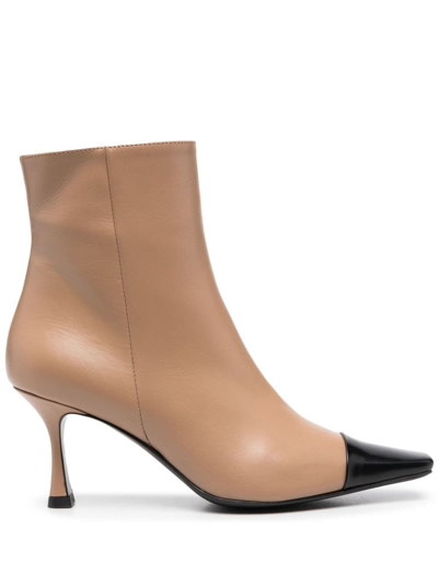 Shop Roberto Festa Fanny 80mm Leather Boots In Neutrals