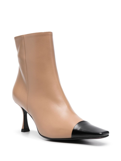 Shop Roberto Festa Fanny 80mm Leather Boots In Neutrals