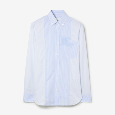 Shop Burberry Ekd Striped Cotton Formal Shirt In Blue