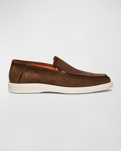 Shop Santoni Men's Detroit Suede Sneaker Loafers In Tan