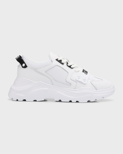 Shop Versace Jeans Couture Men's Speedtrack Leather Runner Sneakers In White