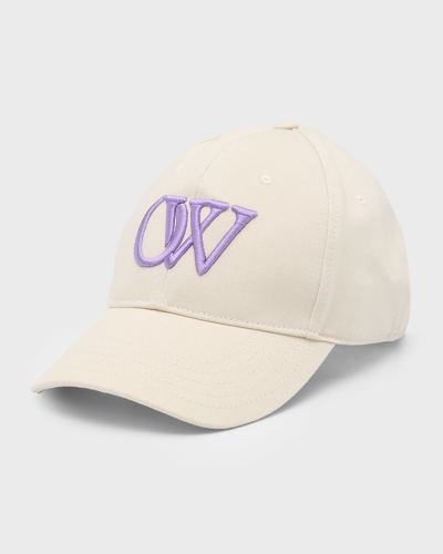 Shop Off-white Drill Embroidered Initial Baseball Cap In White Lilac