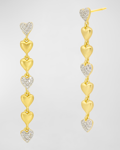 Shop Freida Rothman From The Heart Linear Earrings In Gold And Silver
