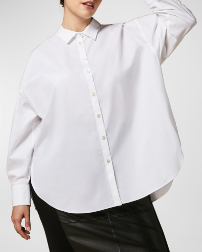 Shop Marina Rinaldi Plus Size Fado Button-down Cotton Poplin Shirt In White