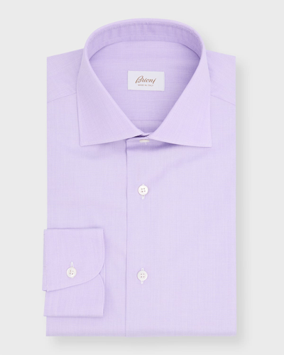 Shop Brioni Men's Point Collar Dress Shirt In Lilac