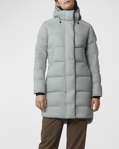 Shop Canada Goose Alliston Packable Down-fill Coat In Moonstone Grey