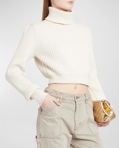 Shop Dolce & Gabbana Ribbed Wool Turtleneck Sweater In White