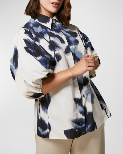 Shop Marina Rinaldi Plus Size Bamby Printed Blouson-sleeve Shirt In Beige