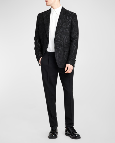 Shop Etro Men's Velvet Jacquard Tuxedo Jacket In Black