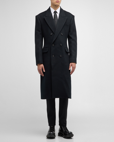 Shop Alexander Mcqueen Men's Cashmere-wool Topcoat In Black