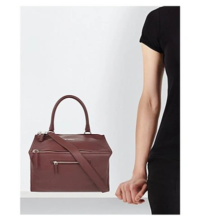 Shop Givenchy Medium Pandora Sugar Leather Shoulder Bag In Oxblood
