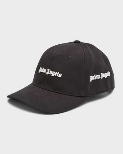 Shop Palm Angels Men's Logo Baseball Cap In Black White