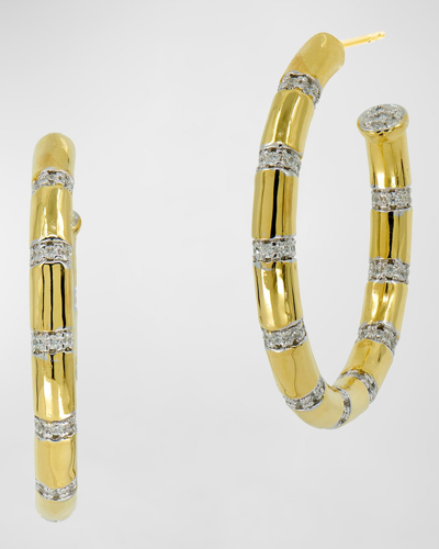 Shop Freida Rothman Illuminating Chunky Hoop Earrings In Gold And Silver