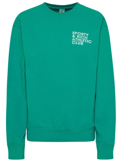 Shop Sporty And Rich Sporty & Rich Cotton Exercise Sweatshirt In Green