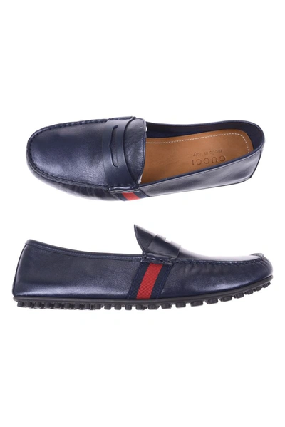 Shop Gucci Moccasin Shoes In Blue
