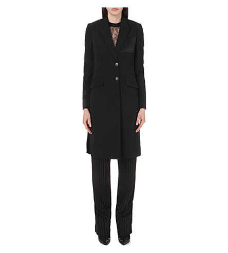 Givenchy Grain De Poudre Side Slit Coat In Black | ModeSens