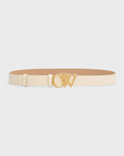Shop Off-white Ow Initials Beige Leather Belt