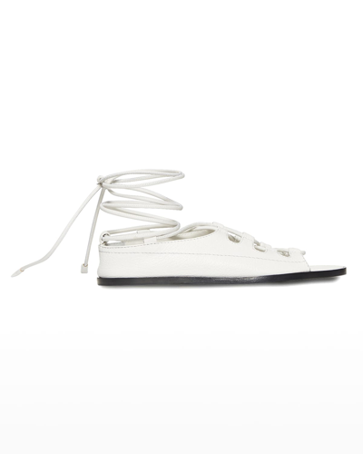 Shop The Row Gilli Ankle-wrap Flat Gladiator Sandals In White