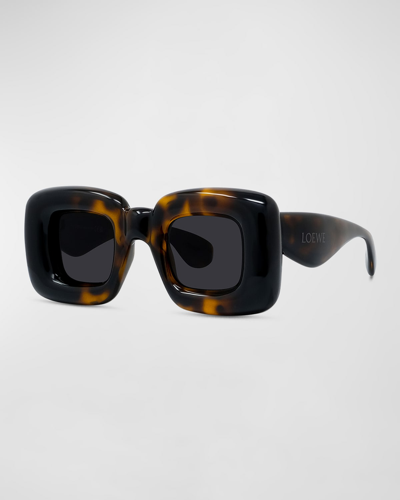 Shop Loewe Fashion Show Inflated Acetate Square Sunglasses In Dhav/smk