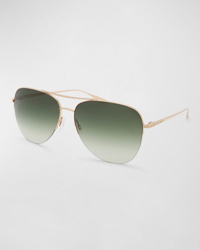 Shop Barton Perreira Chevalier Titanium Aviator Sunglasses In Green