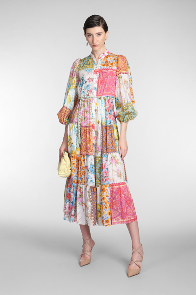 Shop Zimmermann Dress In Multicolor Cotton