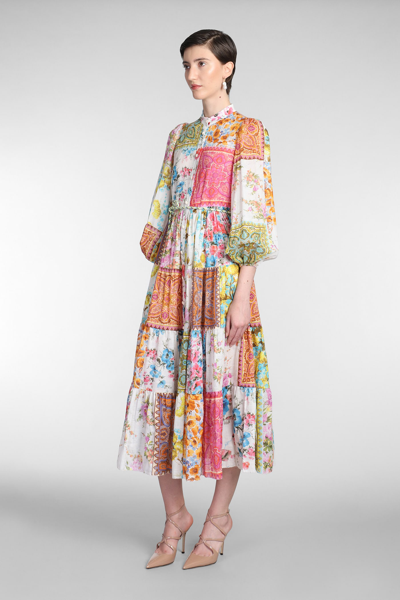 Shop Zimmermann Dress In Multicolor Cotton