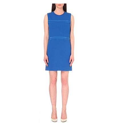 Shop Victoria Victoria Beckham Satin-panel Wool-crepe Dress In Curacao