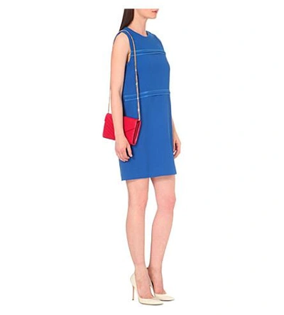 Shop Victoria Victoria Beckham Satin-panel Wool-crepe Dress In Curacao