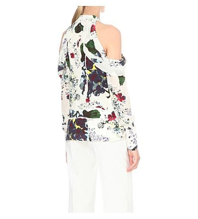Shop Erdem Floral-print Silk-crepe Top In White / Multi