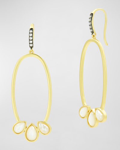 Shop Freida Rothman Open Dangle Earrings With Stones In Gold